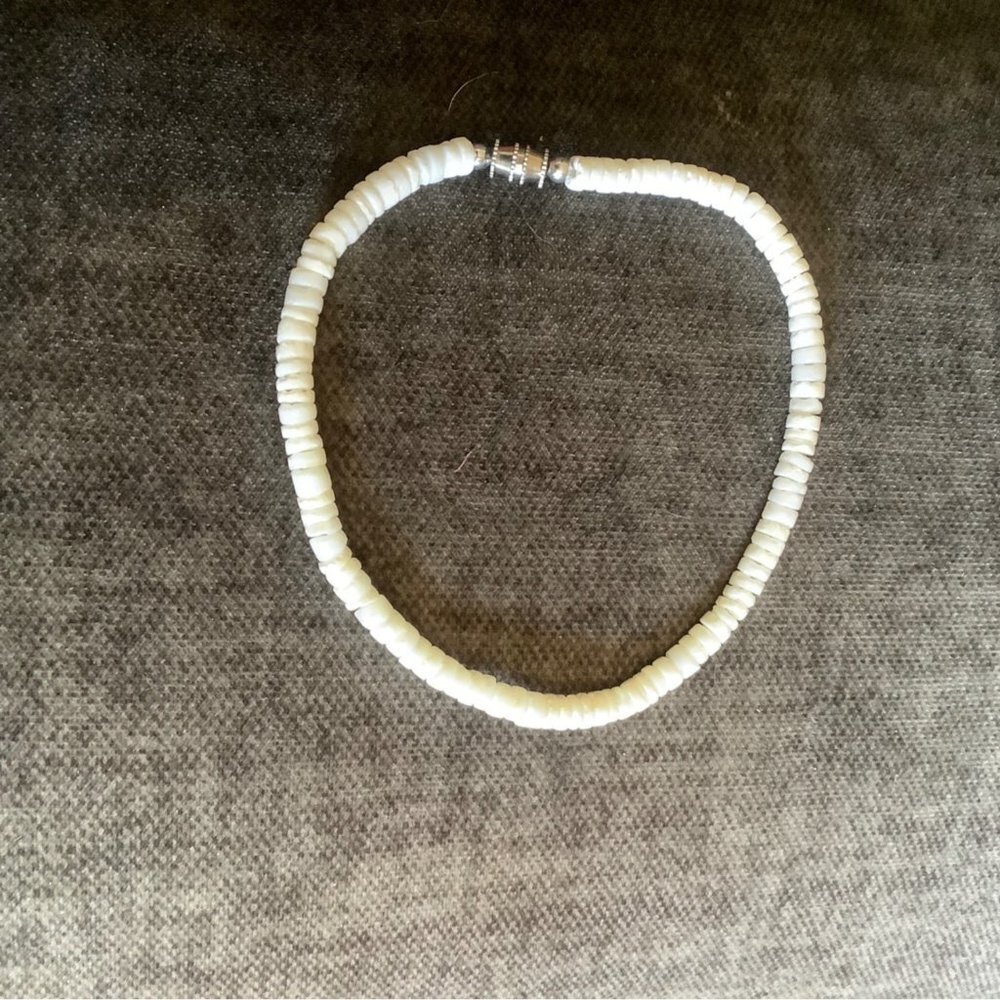 White Puka Shell Seashell Bracelet‎ Anklet 10" Coastal Beachy Life